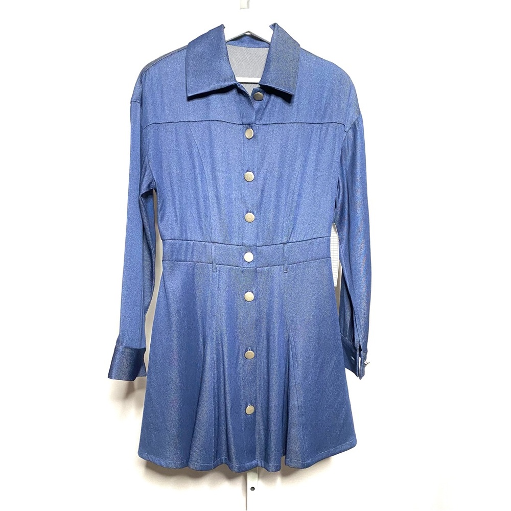 Denim Shirt Dress with Snap Buttons